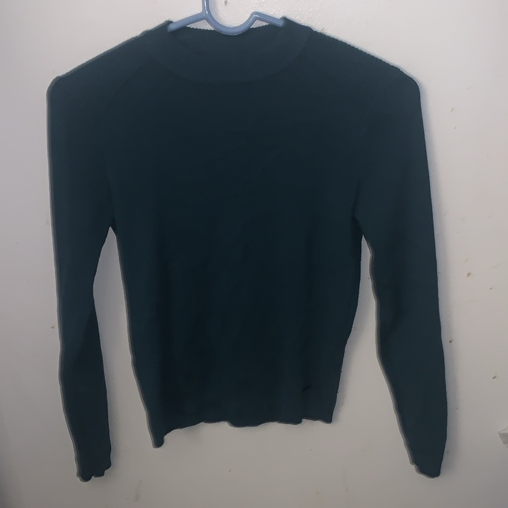 Lovely Warm Body & Soul Textured Dark Turquoise Blue Crewneck Sweater SZ M